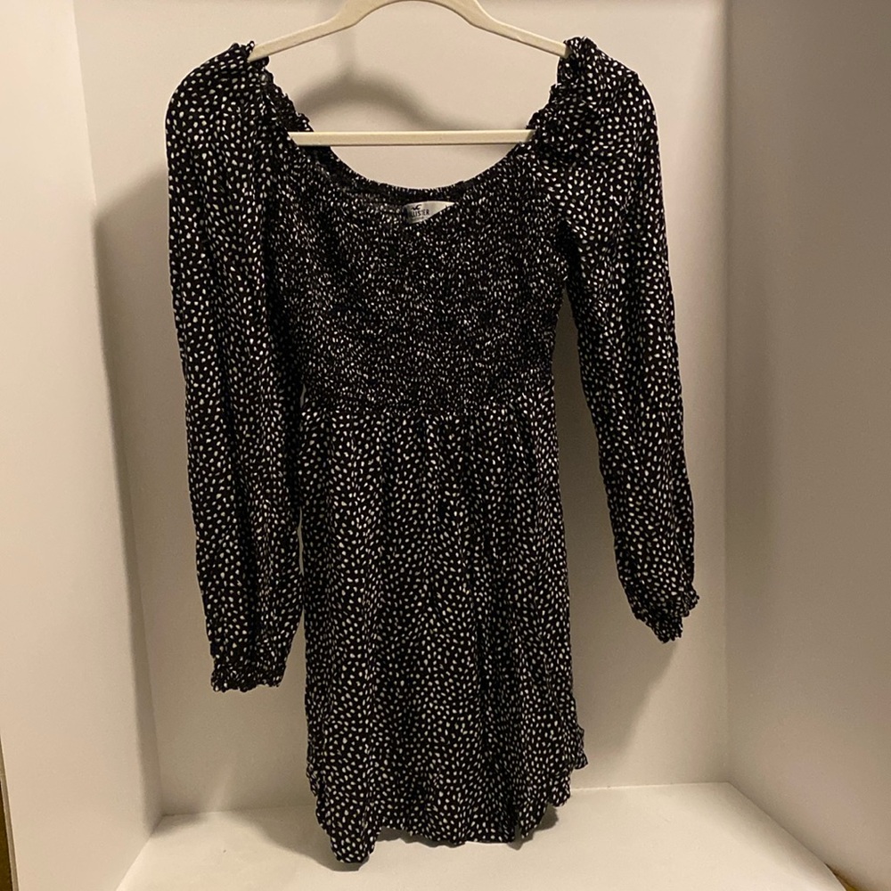 Hollister, XS, black dress with white spots